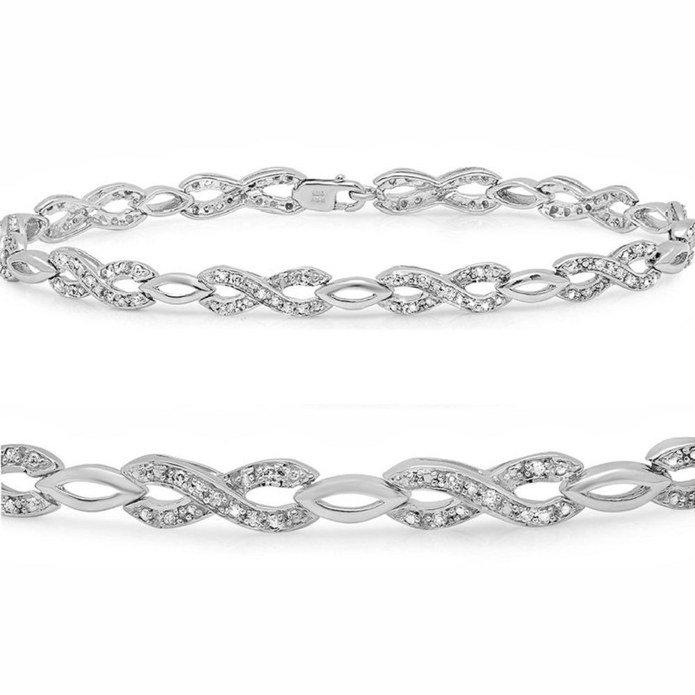 AGS Certified 1/4ct Diamond Infinty Tennis Bracelet in .925 Sterling Silver - Picture 2 of 5
